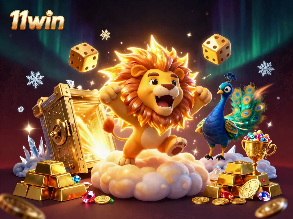 11win offers an exciting casino experience with a roaring lion, golden vaults, and dazzling treasures.