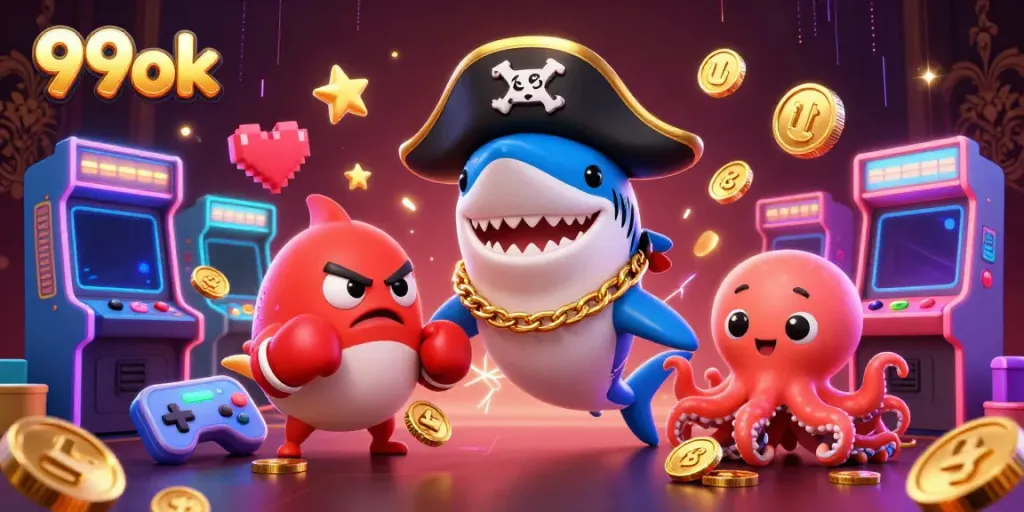 Experience thrilling gameplay at 99ok with cartoon characters and vibrant casino elements.