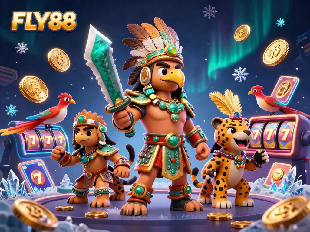 Experience the excitement of FLY88 with vibrant casino characters and dynamic gambling elements.