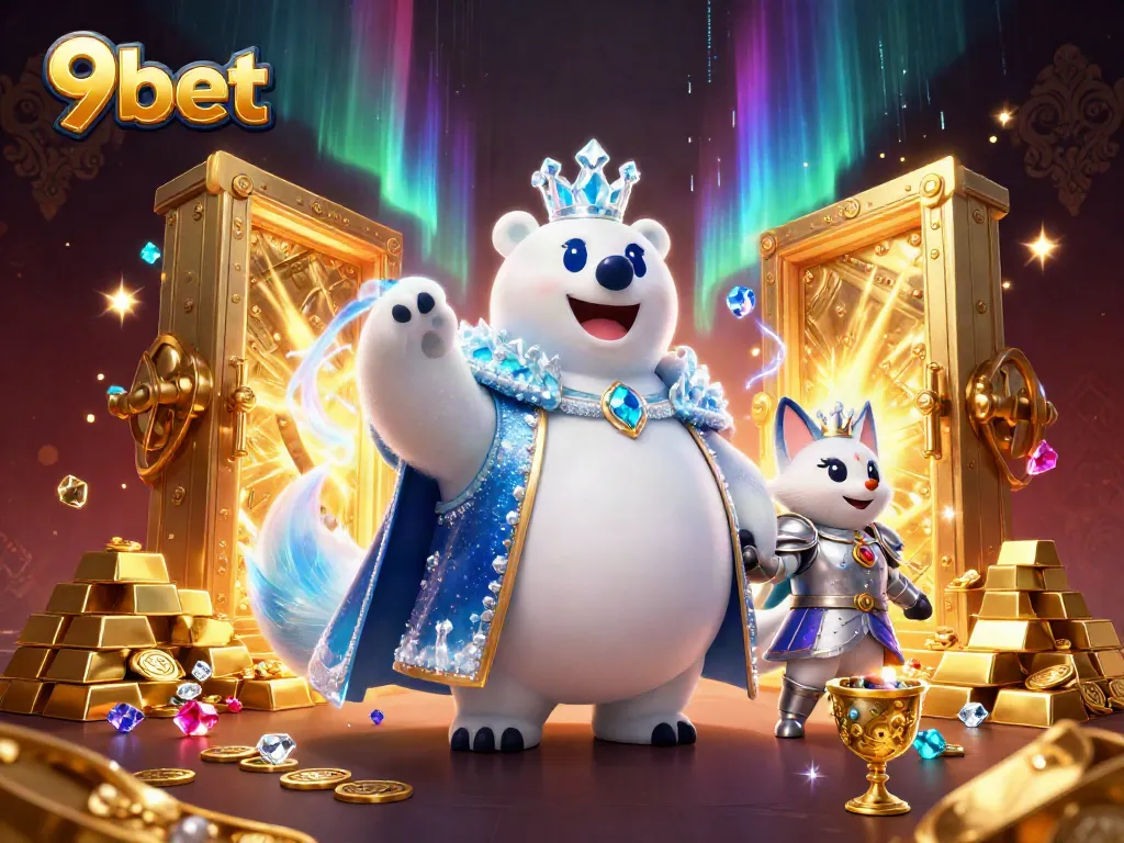 Engage in thrilling action at 9bet with vibrant treasures and animated characters in this immersive casino scene.