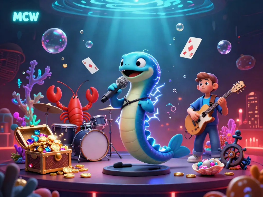 Experience excitement at MCW with this vibrant underwater casino scene featuring engaging characters and casino elements.