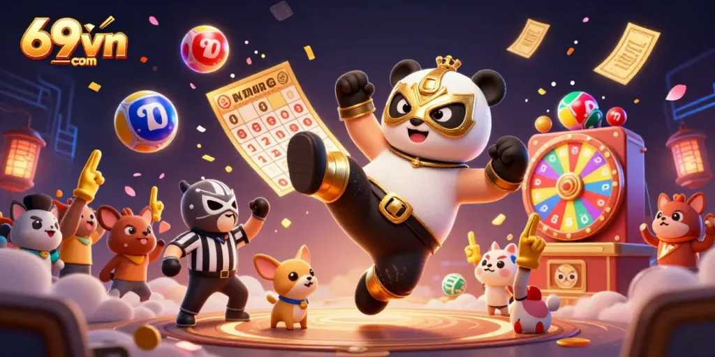 Experience the excitement of 69vncom with thrilling games and vibrant celebrations in this dynamic casino scene.