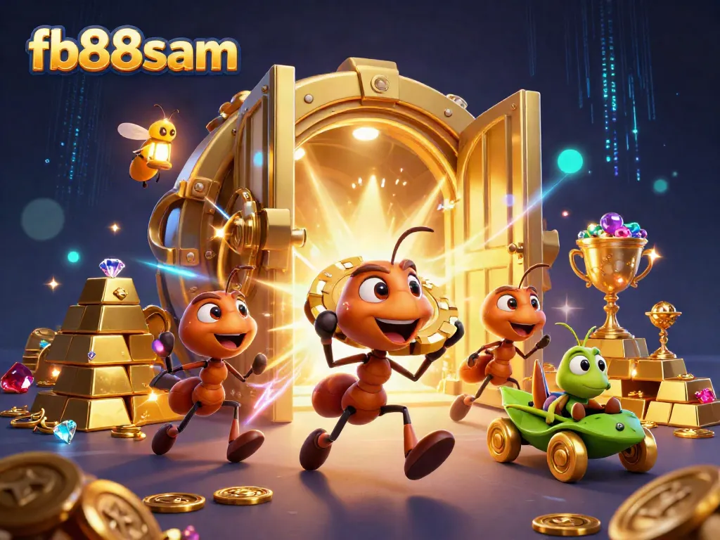 Ants execute a thrilling heist for a giant poker chip in the fb88sam casino world.