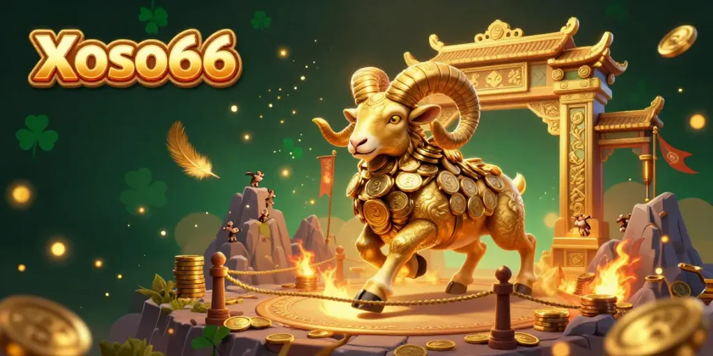 Xoso66 brings thrilling action to life with a dynamic ram and festive gambling atmosphere.