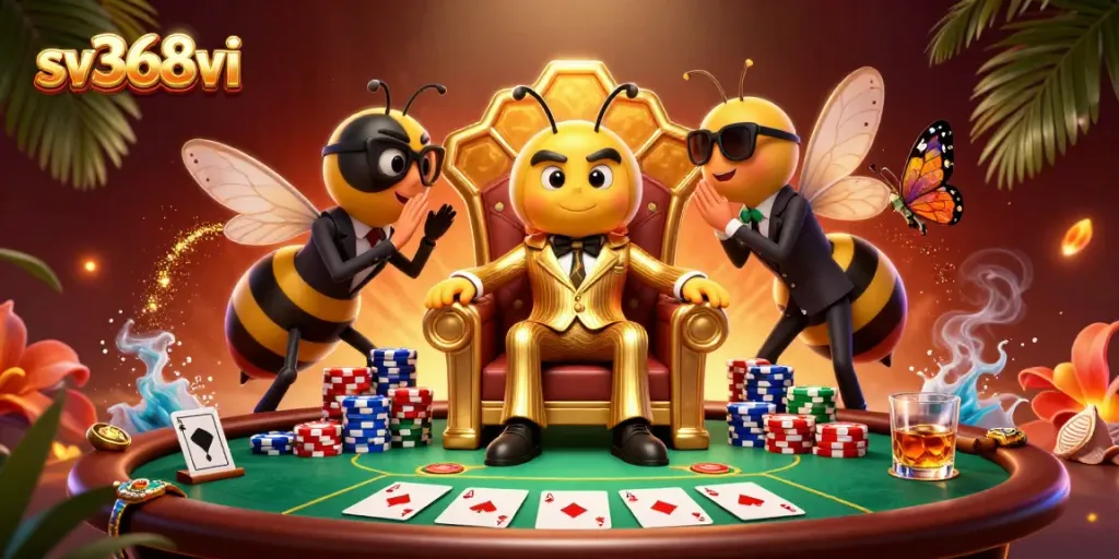 Experience thrilling poker gameplay in a luxurious casino atmosphere with sv368vi's dazzling scene.