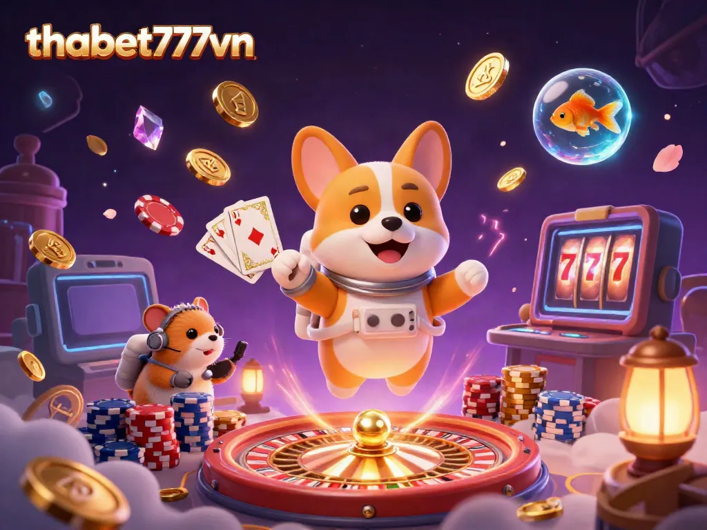 Experience immersive gaming action with thabet777vn in a vibrant 3D casino scene.