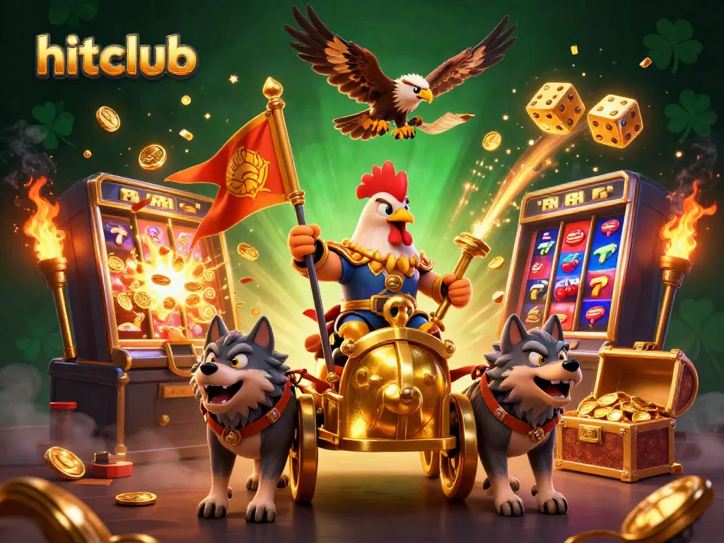 Spin the reels with hitclub's thrilling casino experience featuring dynamic slot visuals and festive elements.