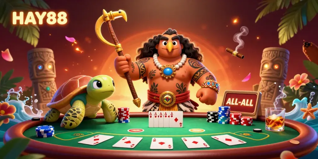 Experience thrilling gameplay with HAY88's vibrant casino scene, featuring poker elements and exciting characters.