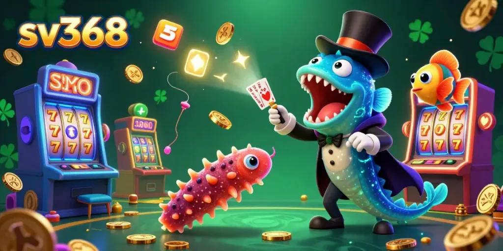 Experience thrilling gameplay with sv368's immersive casino scene featuring lively cartoon creatures.