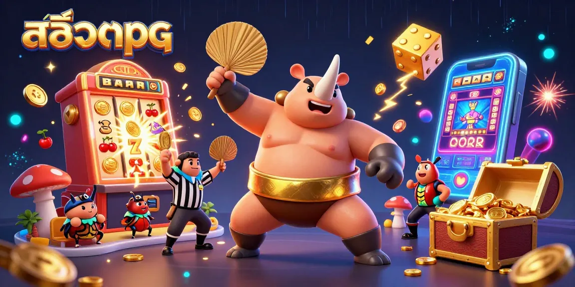 Experience สล็อตpg with animated beetles celebrating a jackpot in this casino-themed illustration.