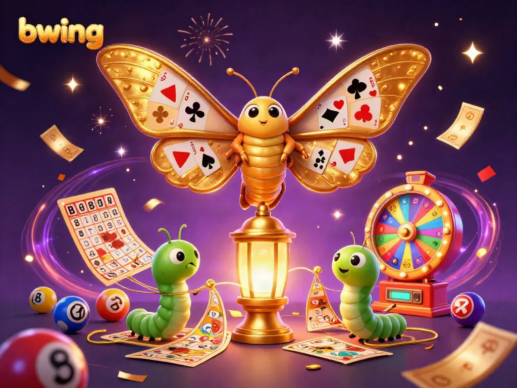 Engage with bwing's vibrant gaming experience featuring a luxurious casino scene and dynamic lottery elements.